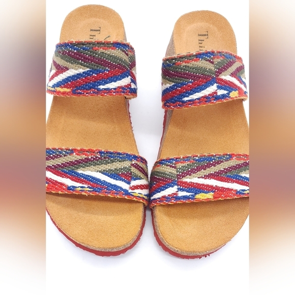 Think! Koak Cork Size 10 EU 41 Multicolor Leather Slip On Open Toe Sandals - Picture 3 of 13